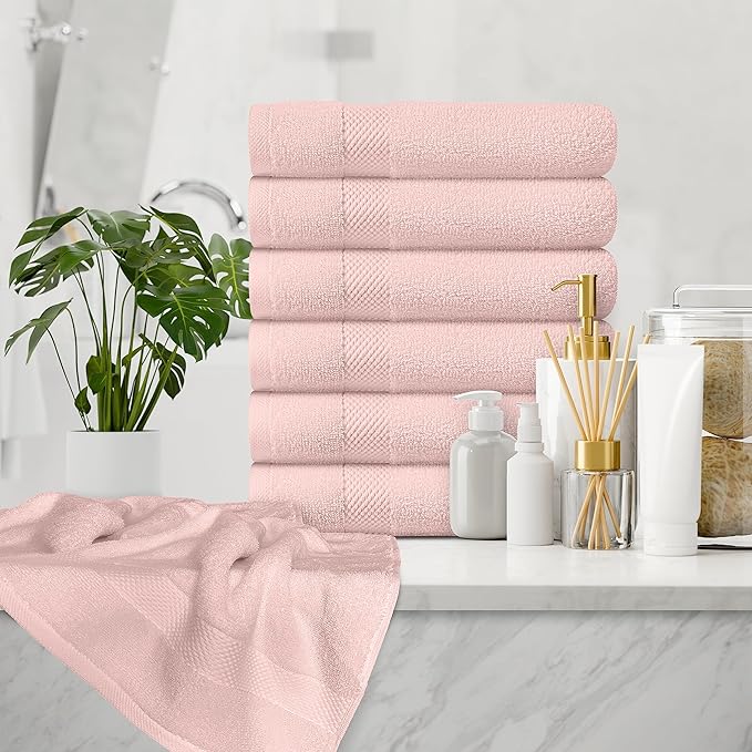 White Classic Luxury Pink Hand Towels