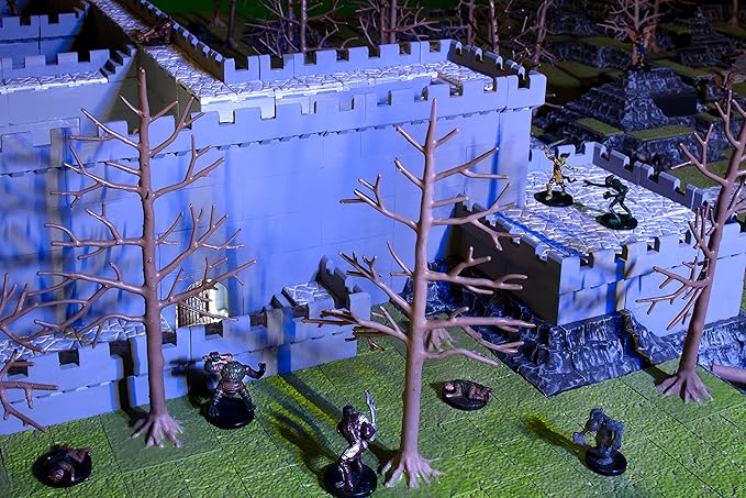 Monster Adventure Terrain 3D Interchangeable Builder System - 128pc Painted Castle Expansion Set w Base - Build Modular Worlds in a Snap &amp Elevate Your Campaign -Compatible with DND Dungeons &amp
