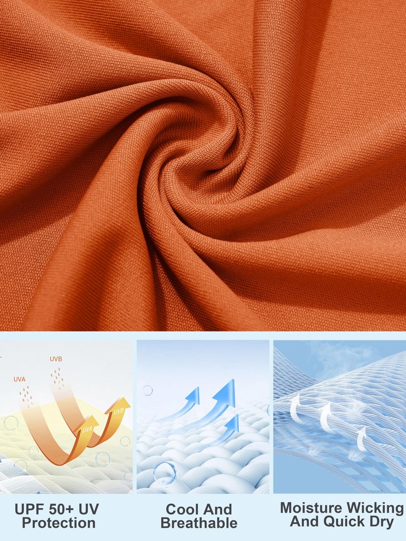 MAGCOMSEN Sun Protection Shirts for Women Long Sleeve Shirts for Women Athletic Shirts Summer Tops for Women Lightweight Tee Shirts Dark Orange