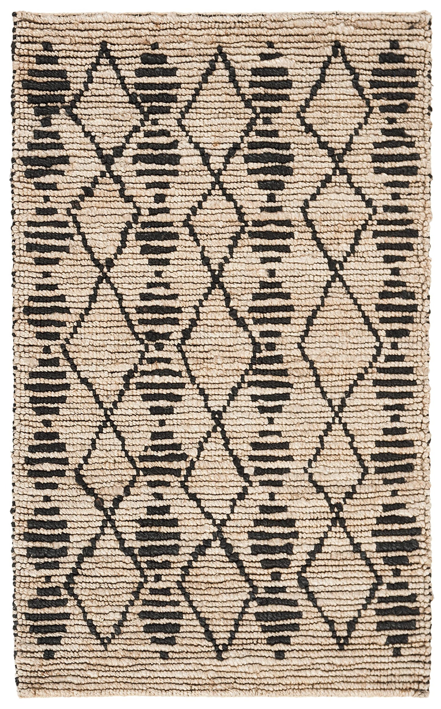 SAFAVIEH Bohemian Collection 3' x 5' Beige / Black BOH703Z Handmade Moroccan Tribal Jute Area Rug