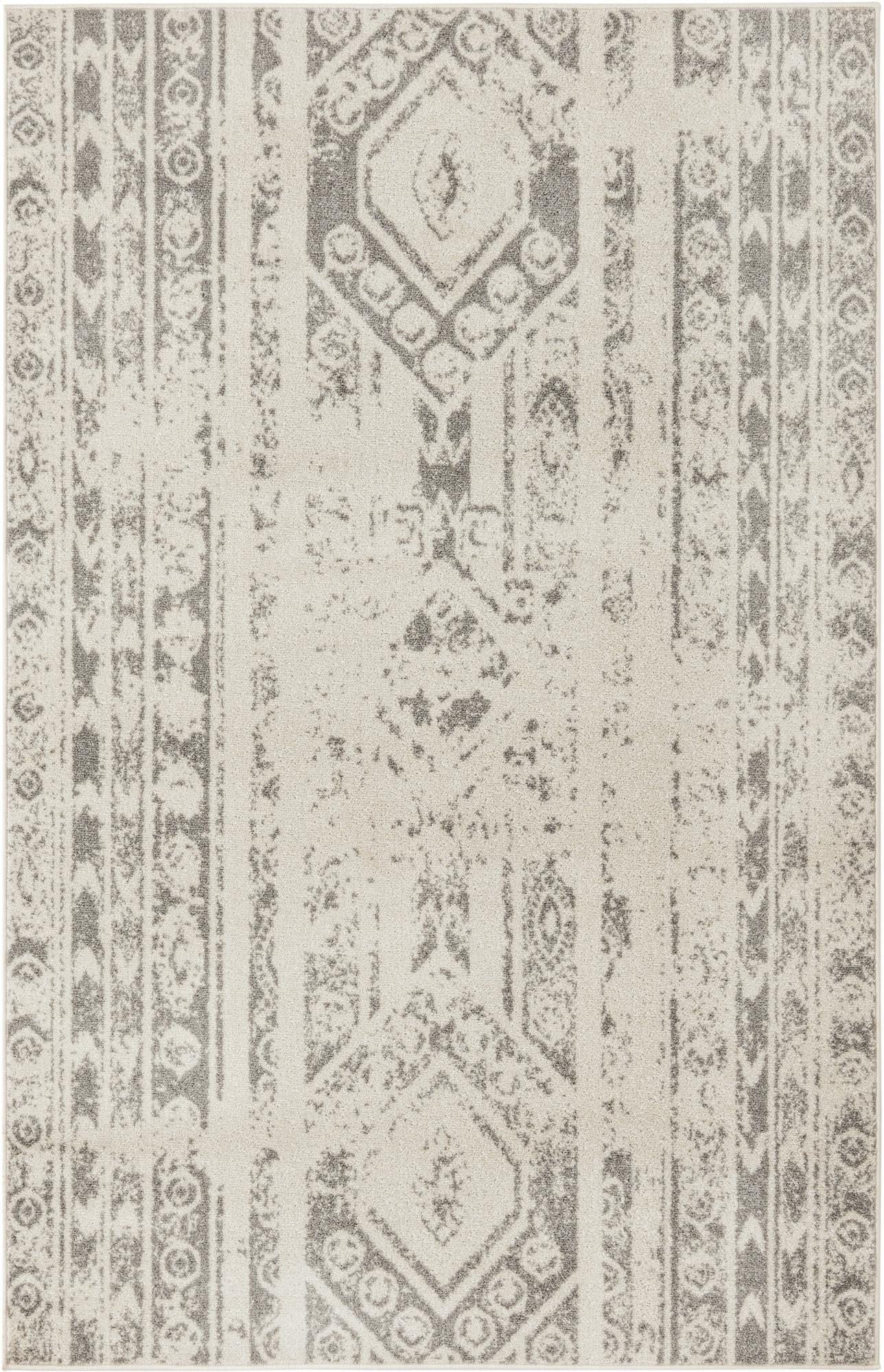 Unique Loom Lennon Collection Area Rug - Zal (5' 3" x 8' Rectangle, Ivory and Gray)
