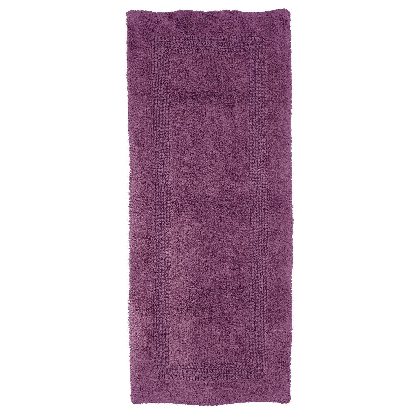 Lavish Home Reversible Long Bath Mat - 60x24-Inch Plush Cotton Bathroom Runner - Machine Washable Bath Mats for Bathroom, Kitchen, or Laundry Room (Eggplant)