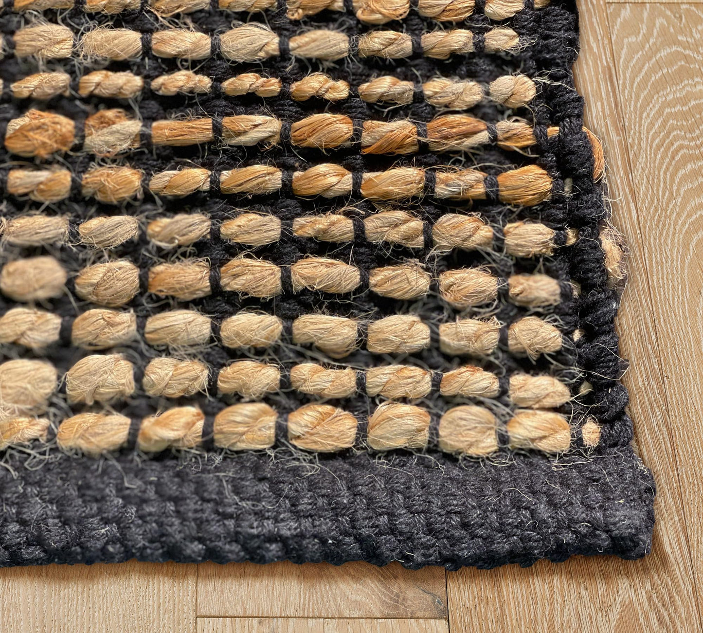 Chardin home 2x5 Jute Cotton Hand Woven Runner Rug | Braided Hallway Rug, Boho Rustic Style, Natural Jute/Black | Farmhouse Vintage Rugs for Entryway, Hallway, Foyer, or Kitchen