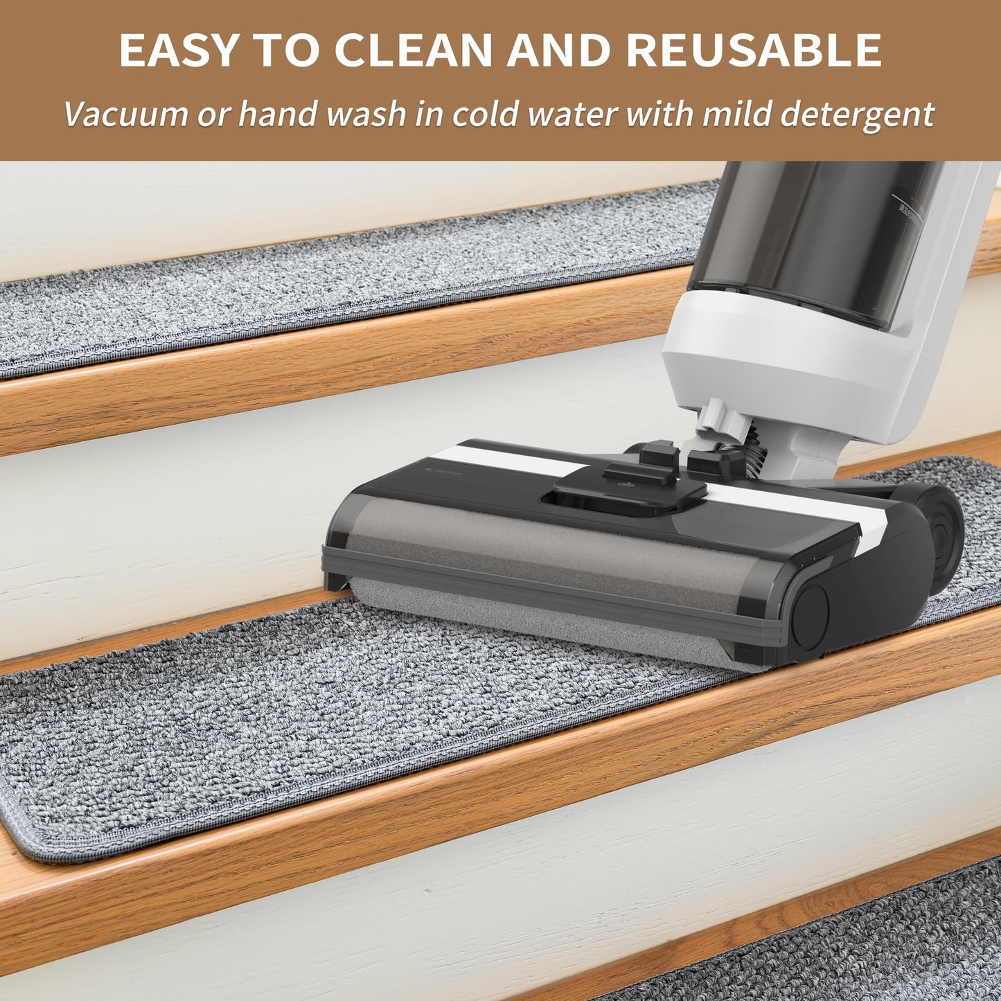 DONJOP 9.5x36 Inch Stair Treads for Wooden Steps Indoor(15-Pack) – Non Slip Adhesive Peel and Stick Carpet Stair Treads, Washable & Reusable Stair Runner Rugs for Kids Elders and Pets-Grey