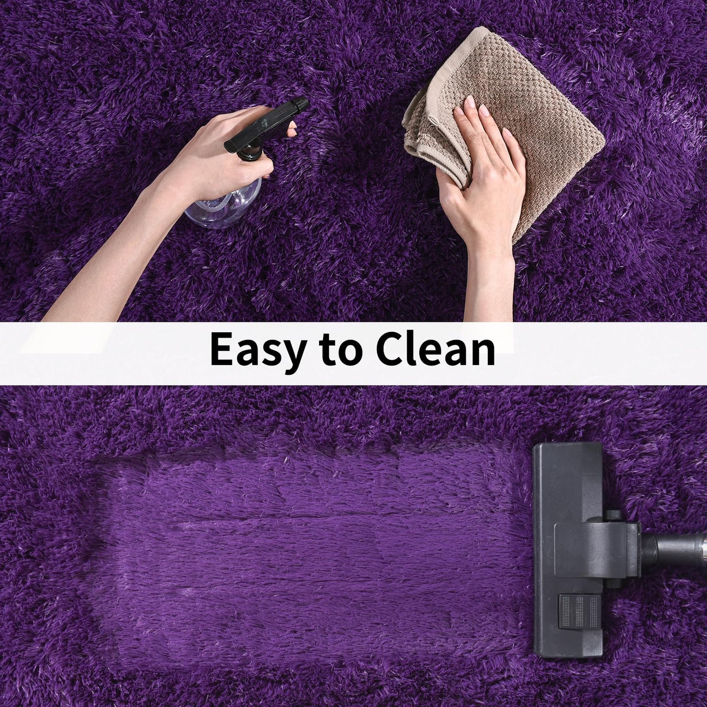 Ailyei 8x10 Large Area Rugs for Living Room, Ultra Soft Purple Big Shag Rug for Bedroom Nursery, Modern Fluffy Plush Carpet for Girls Boys Kids Room Dorm Home Decor, Upgrade Non-Slip