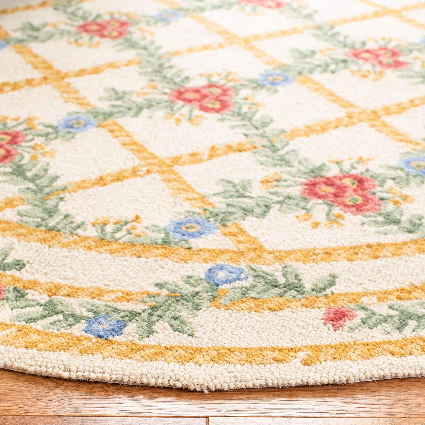 SAFAVIEH Chelsea Collection 3' Round Ivory HK62A Hand-Hooked French Country Wool Area Rug