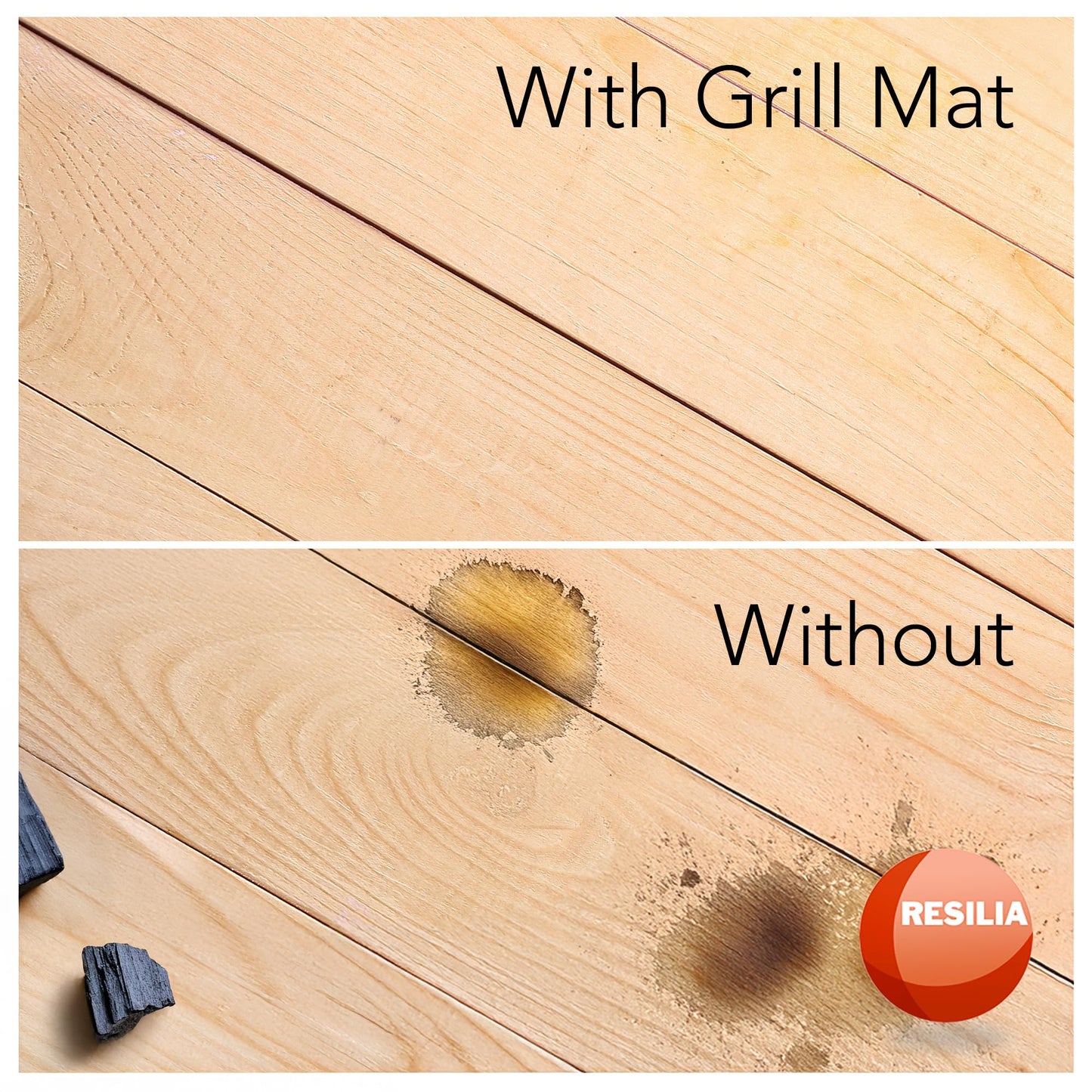 RESILIA Christmas Tree Mat - Heavy-Duty Floor Protector, Waterproof & Stain-Resistant Circular 36-Inch Mats, Black, Orange Peel