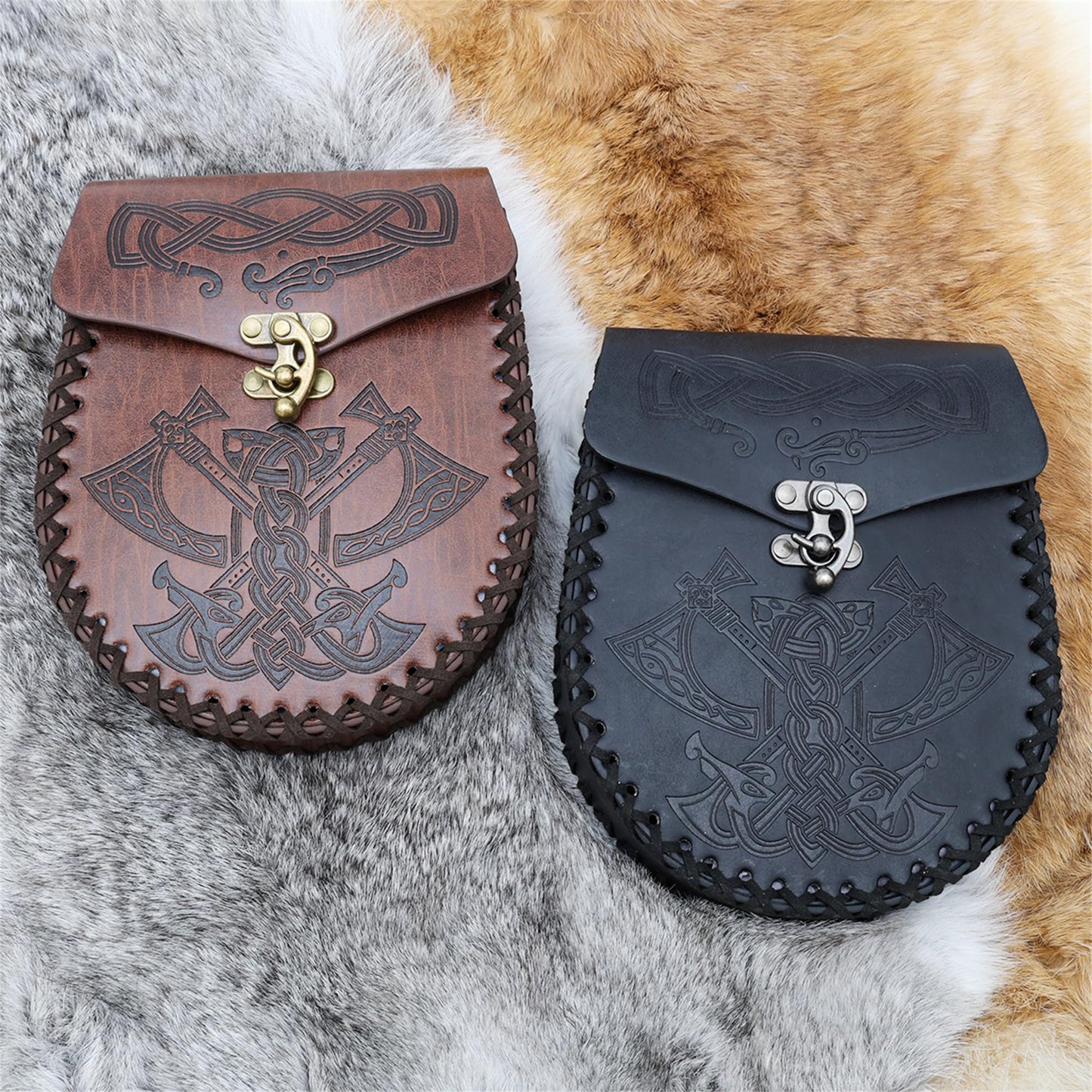 JAOYU Medieval Leather Pouch Renaissance Coin Pouch Nordic Vintage Belt Pouch Renaissance Faire Cosplay Costume Accessories Viking Dice Bag