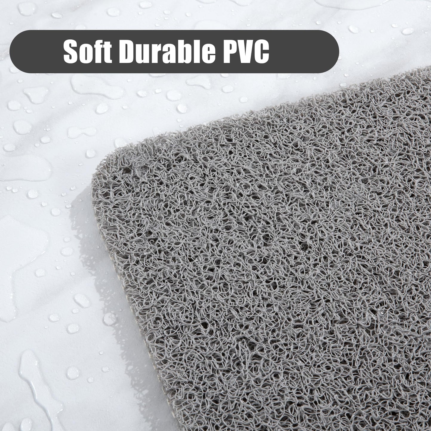 HOMBYS 47 x 32 Extra Large Shower Mat for Shower Stall Tub, Non Slip Bath Mat Bathroom Accessories, PVC Loofah Mats for Shower and Bathroom, Quick Drying, (Grey, 47"x32")