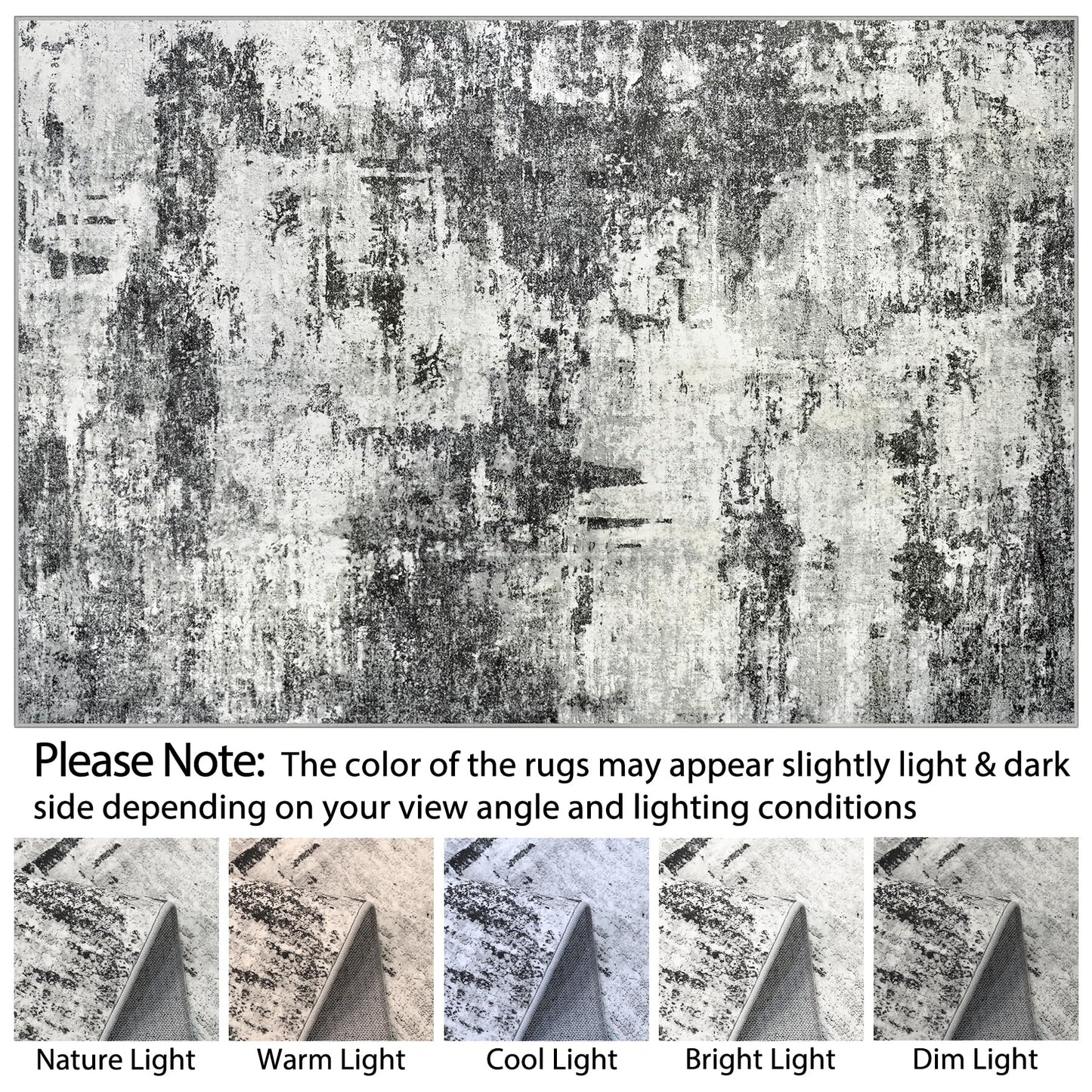8x10 Area Rugs for Living Room: Abstract Washable Rug with Anti-Slip Backing Non-Shedding Stain-Resistant Soft Modern Large Carpet for Bedroom Dining Room Farmhouse Nursery Home Office Black