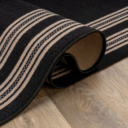 Rugshop Ornate Framed Border Power Loomed Indoor Runner Rug, Dramatic Onyx Decorative Frame Design, Non-Slip Backing, Living Room Dining Room Home Office, Easy-Care Spot Clean, 2' x 4' Black