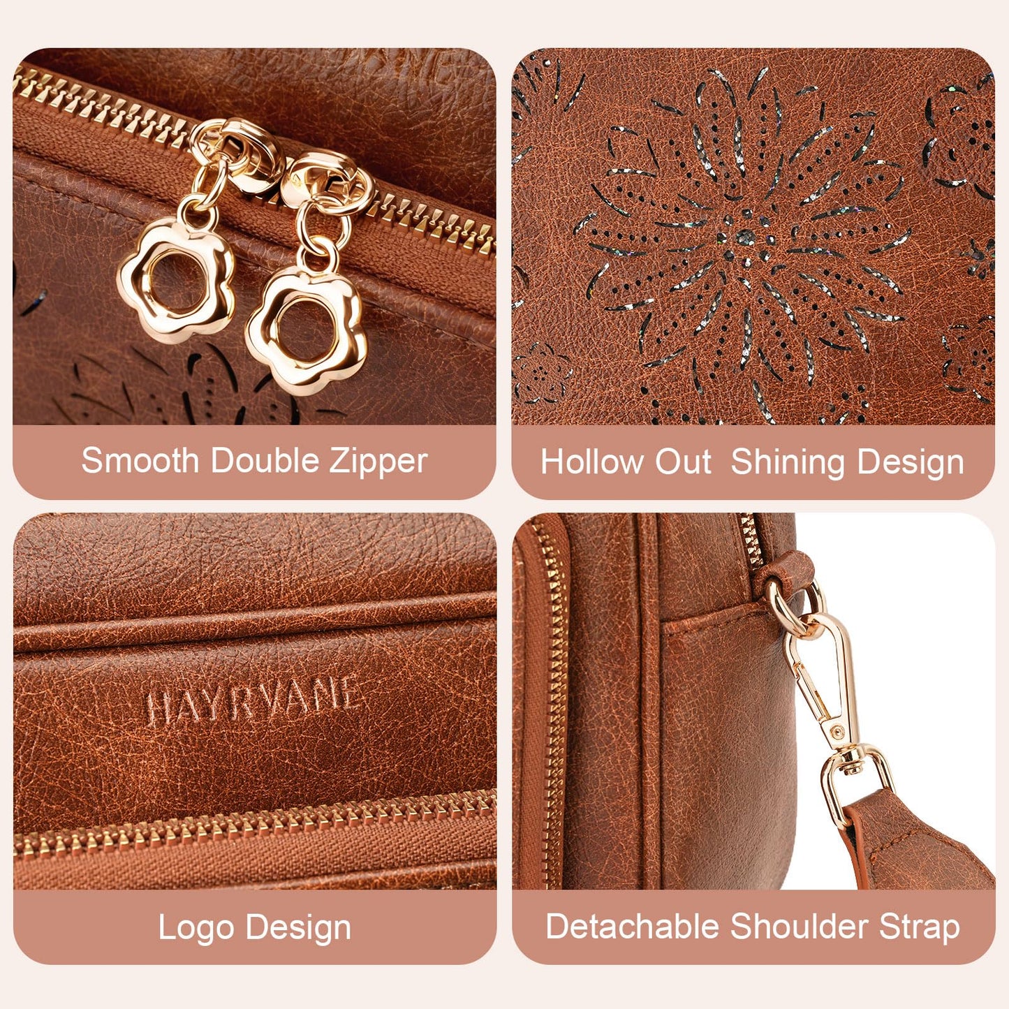 HAYRVANE Crossbody Bags for Women, Vegan Leather Crossbody Purses Shoulder Handbags with Built-in Wallet