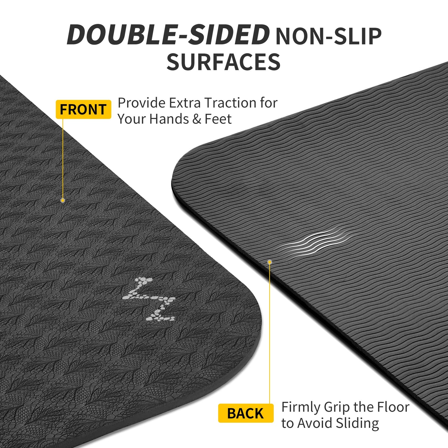 CAMBIVO Extra Wide Yoga Mat 72"x32" - 6mm Thick TPE Non Slip Exercise Fitness Mat, Large Workout Mat for Yoga Pilates Stretching, Anti-Slip Gym Mat for Tall Men Women & Beginners (6mm, Dark Black)
