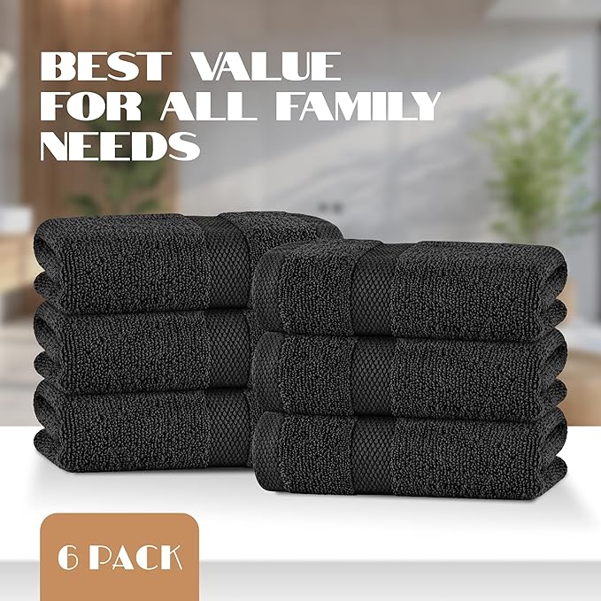 White Classic Black Hand Towels