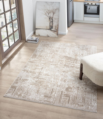 RUGGERRUGS Amy Modern Abstract Area Rug for Living Room, 4x6 Contemporary Textured Geometric Beige Neutral Rug, Stain Resistant Non-Shedding Carpet for Bedroom, Dining Room or Kitchen (4' x 6', Beige)
