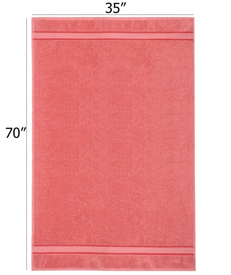 COTTON CRAFT Ultra Soft Bath Sheets - Set of 2 Oversized 35x70 Absorbent Quick Dry 100% Cotton Bath Towel Sheets - Everyday Luxury Hotel Spa Shower Beach Pool Easy Care Large Bathroom Towel - Coral