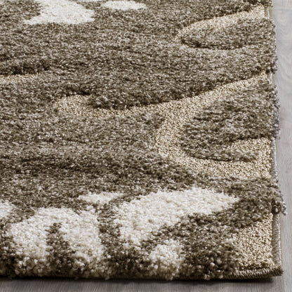 SAFAVIEH Florida Shag Collection Area Rug - 9'6" x 13', Smoke & Beige, Floral Design, Non-Shedding & Easy to Clean, High-Low Plush Pile, Ideal for Living Room, Bedroom, Dining Space (SG464-7913)