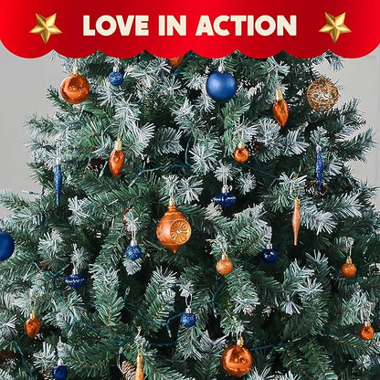 Joiedomi 36 Pcs Blue and Orange Christmas Tree Ornaments with Star Topper and Heart, Shatterproof Christmas Ball Ornaments Set, Assorted Xmas Hanging Decorations for Tree Wreath Garland Holidays