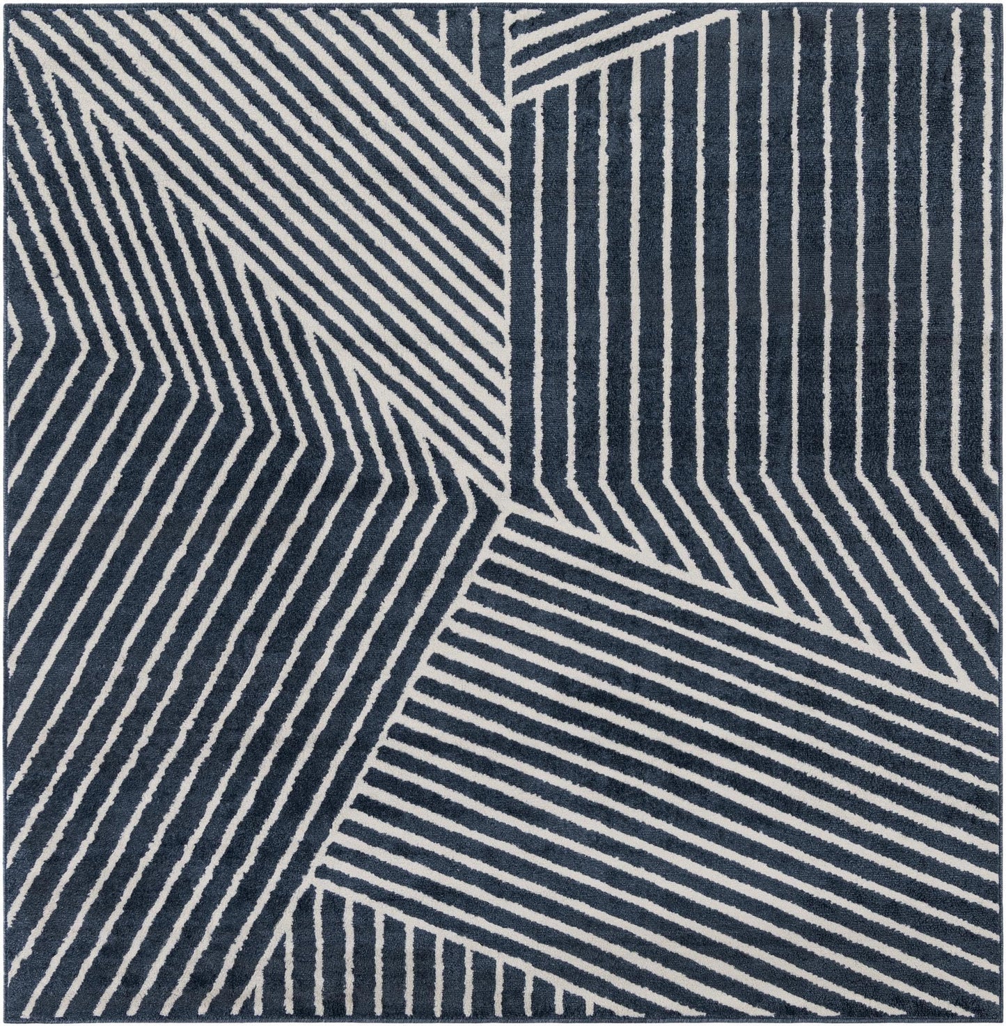 Rugs.com - Oslo Rug – 8 Ft Square Blue Easy-Clean Area Rug – Modern Geometric Pattern, Ideal for Living Rooms, Bedrooms, and Home Offices