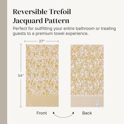 Modern Threads Trefoil Filigree 6-Piece 100% Cotton Towel Set – Reversible Yarn