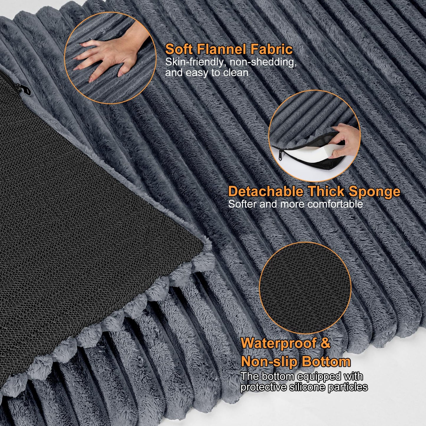 FURTIME Backseat Pet Bed Mat, Non-Slip Dog Bed for Car Back Seat, Washable Travel Pet Mat with Removable Cover, Dog Seat Covers Protector Fit for Backseat Extenders and Trucks SUVs, 54"x 24.8", Grey