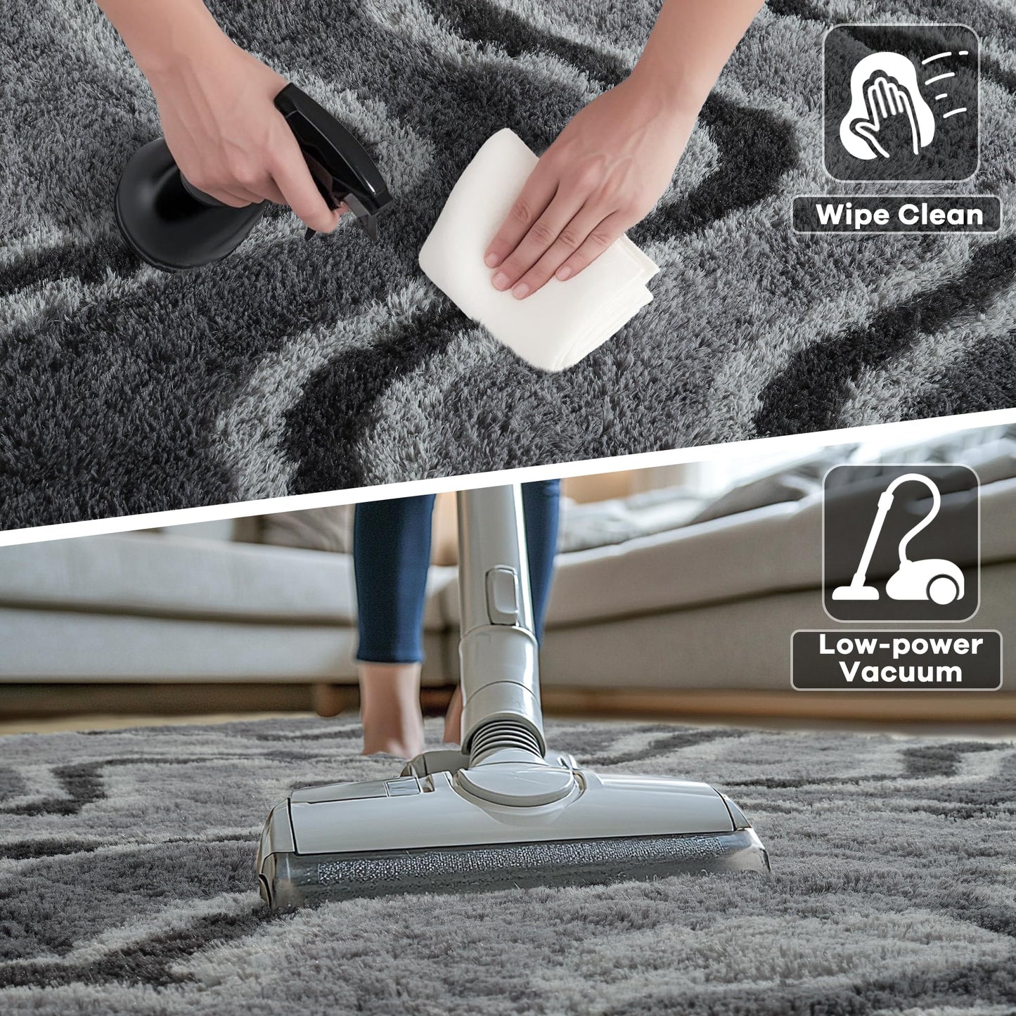 4x6 Grey Area Rug for Bedroom Living Room Dining Room, Fluffy Shag Soft Plush Furry Carpet, Non-Slip Indoor Floor Mat for Kids Home Decor