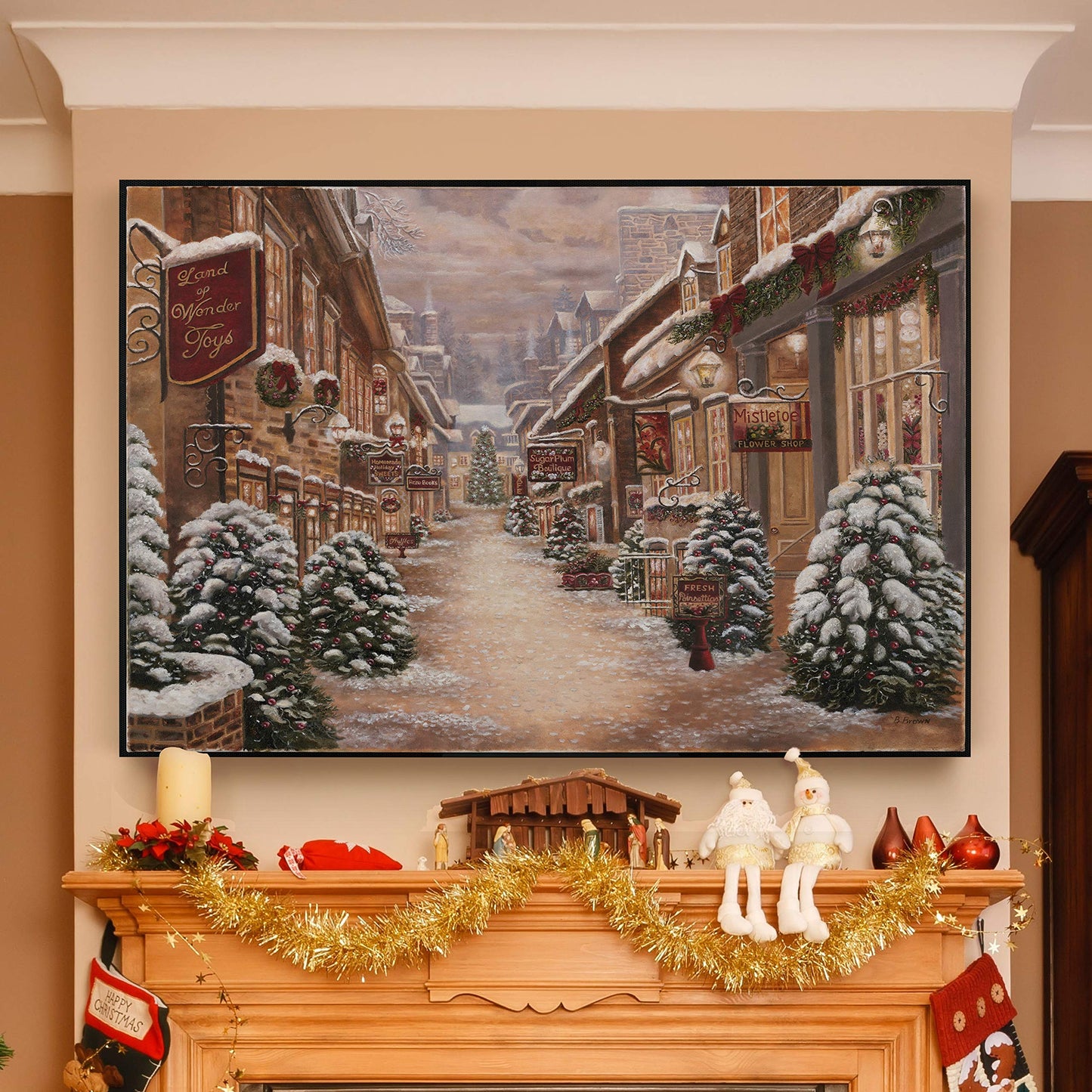 Renditions Gallery Christmas Decor Paintings for Wall Decorations Land of Wonder Farmhouse Canvas Wall Hanging Prints for Bedroom Dining Living Room Office Home Kitchen Wall Decor - 32"X48" LT18
