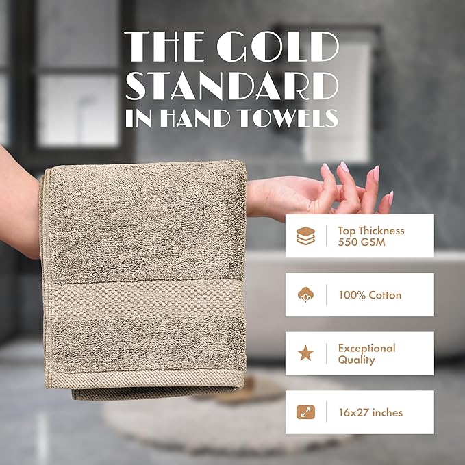 White Classic Taupe Hand Towels