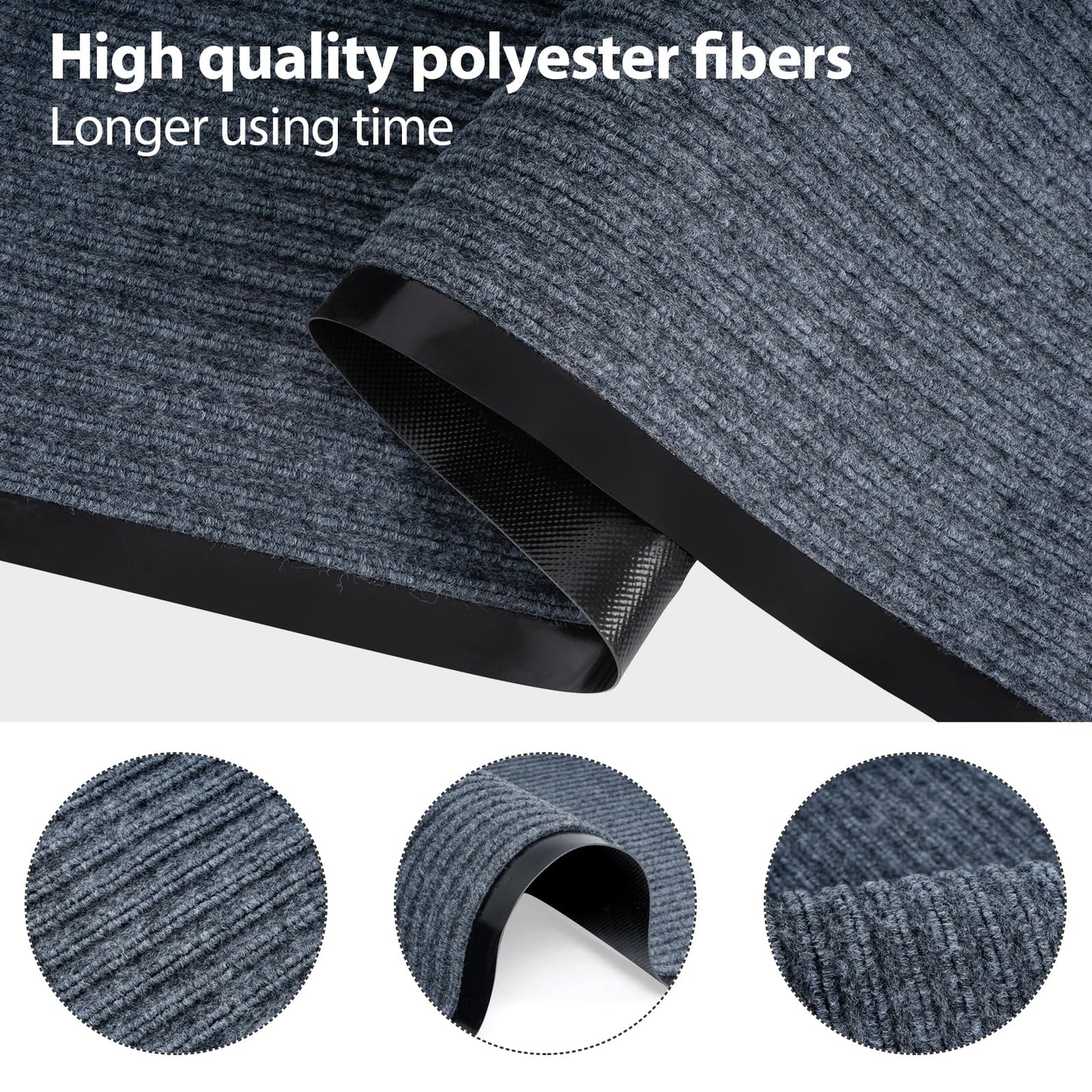 MYOYAY Carpet Runner, 3ft x 10ft Hallway Runner with PVC Non-Slip Backing Indoor Outdoor Floor Mat Area Rugs for Kitchen Balconies Living Room Dining Room Decks Patio (Gray)