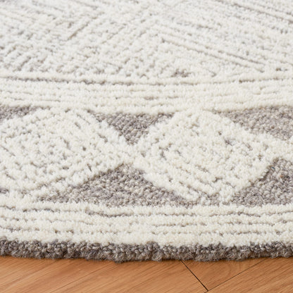 SAFAVIEH Abstract Collection 6' Round Ivory/Grey ABT349F Handmade Premium Wool Area Rug