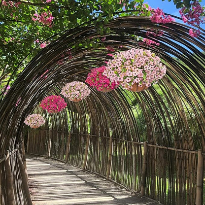 Artificial Hanging Faux Flowers Basket, Fake Silk Daisy Eucalyptus Plants Arrangement,for Spring Summer Outdoor Decoration,UV Resistant, Coconut Planter,Look Real for Home Garden Décor (Pink)