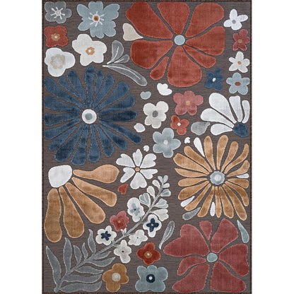 Beverly Rug Outdoor Rug 8x10 Modern Floral Tropical Area Rugs for Outdoor and Indoor Patio Easy to Clean Non Shedding Living Room Porch Garden Washable Outside Carpet (8 x 10 Terracotta)