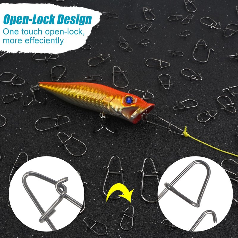 Crankbait Snaps Fishing Snap Clips Kit,210pcs Duo Lock Snaps Swivel Quick Change Power Fishing Clips Fast Snaps Fishing Speed Clips Lure Connector Saltwater Freshwater