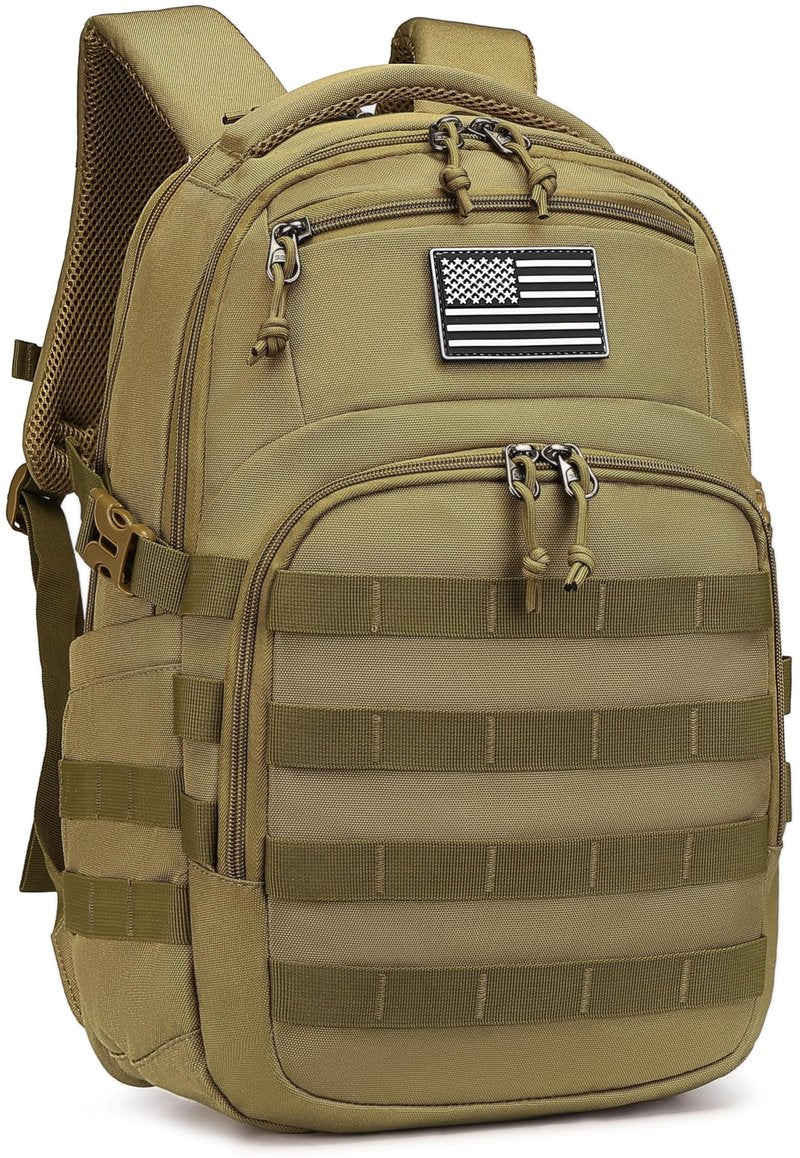 Wotony Military tactical backpack, backpack for men black small tactical assault bag (Khaki, 20 inch)