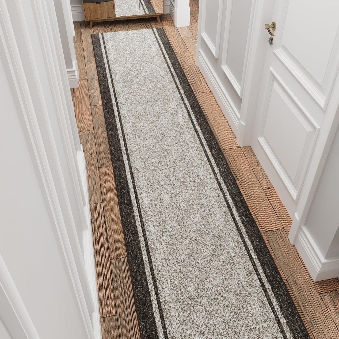 Ottomanson Aisle Runner Rug 2'7" x 28' – Soft Non-Slip Rug, Low Pile Carpet for Hallways, Events, Churches & Extra-Long Indoor Spaces, Border Brown