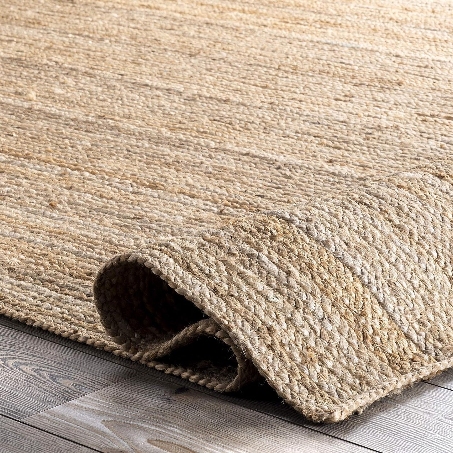 SISOSU Jute Braided Area Rug, Handcrafted Traditional Farmhouse Carpet for Living Room, Bedroom, Dining Room & Entryway, Natural Home Décor, Eco-Friendly, 8 x 10 Feet