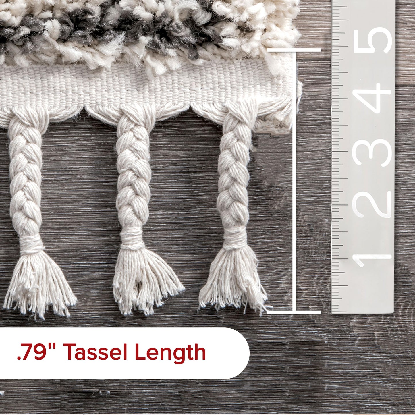 Nuloom Vasiliki Off-White/Charcoal, 7'10" x 10', Moroccan Shag, Tassel, Soft and Plush, High Traffic, Stain Resistant, Easy Clean, Durable Area Rug for Bedroom, Living Room, Dining Space, Den, Foyer