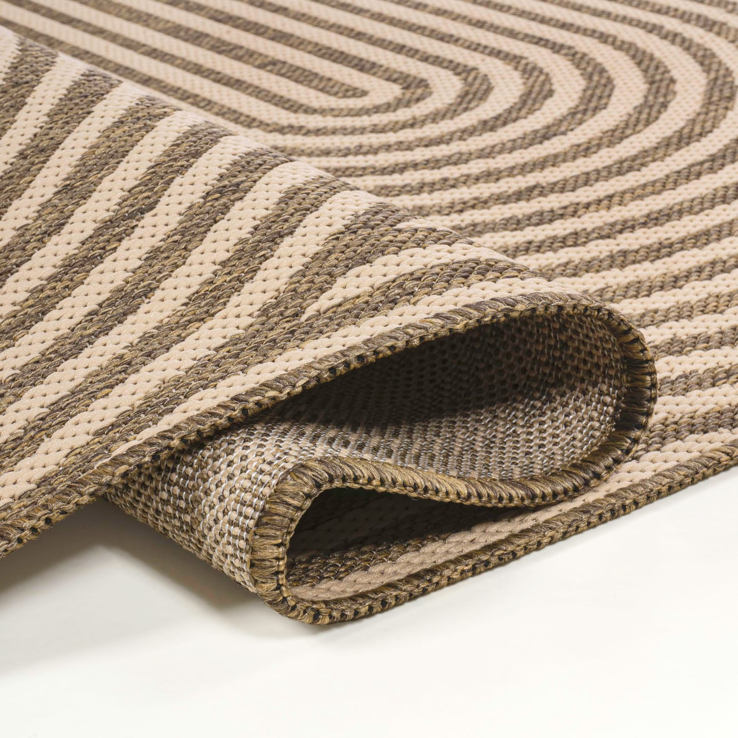 JONATHAN Y Geometric Arch Stripe Indoor Outdoor Runner Rug 2X8 Beige/Brown, Margot Modern for Backyard, Patio, Porch, Easy-Cleaning, High Traffic, Pet-Friendly, Non-Shedding (SHP201A-28)