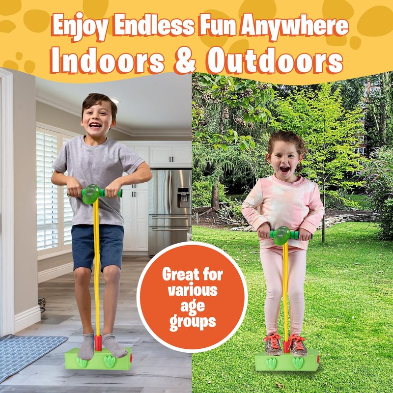 Playbees Foam Pogo Stick Dinosaur Jumper for Kids 3, 4, 5, 6, 7, Years Old Coolest Toys for 5 Year Old Boy Themed Bungee Pogo - Inside & Outside Fun for Boys & Girls
