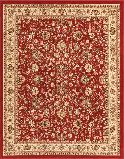 Unique Loom Sialk Hill Collection Area Rug - Washington (7' 10" x 10' Rectangle Burgundy/Cream)