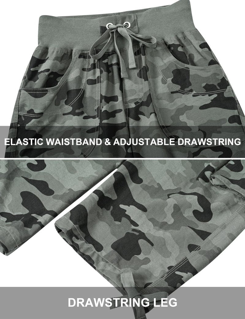 MoFiz Hiking Cargo Shorts for Women Outdoor Quick Dry Athletic Shorts for Boating Camping with Pockets Camo Green 3XL