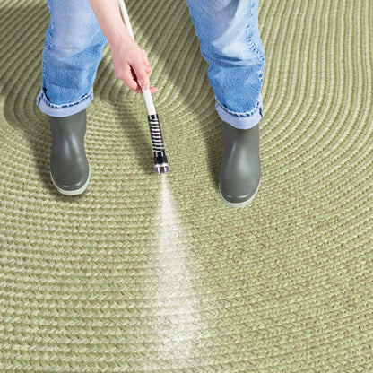 SAFAVIEH Washable Rug Outdoor Braided Collection - 5' x 8' Oval, Sage Green, Handmade & Reversible, Non-Shedding & Easy to Clean, Ideal for Patio, Backyard, Mudroom (BRD317W)