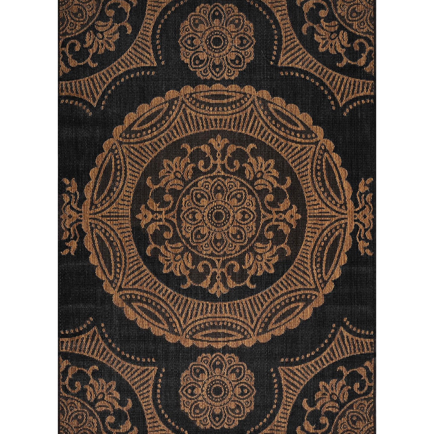 Luul Home Medallion Outdoor Rug 6x9 Washable Outside Carpet for Indoor Patio Porch Waterproof Easy Cleaning Non Shedding Area Rugs Nut Brown 6 x 9