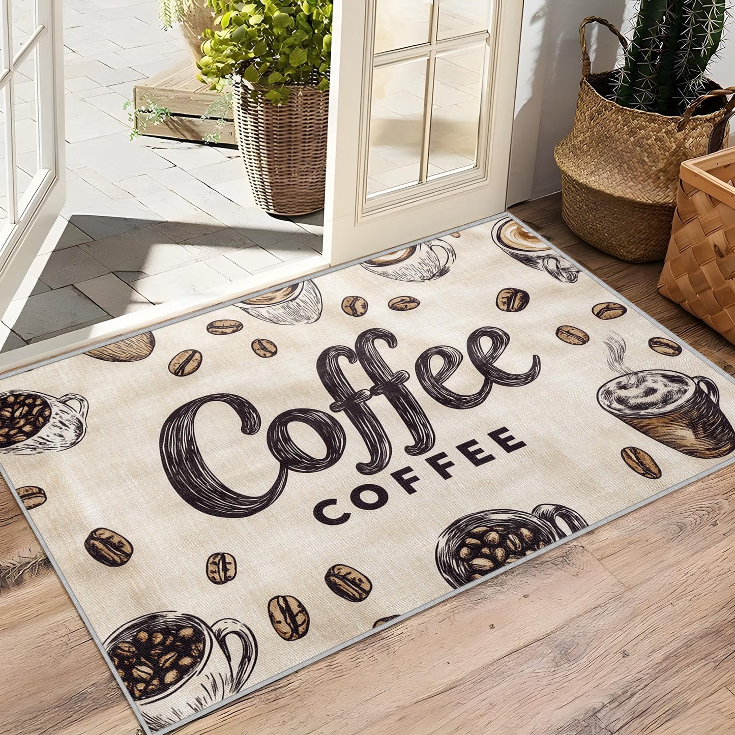 Coffee Rug 5x6 - Coffee Bean Area Rugs for Living Room Bedroom - Kitchen Carpet - Washable Non Slip Durable - Cafe Home Decor & Gifts
