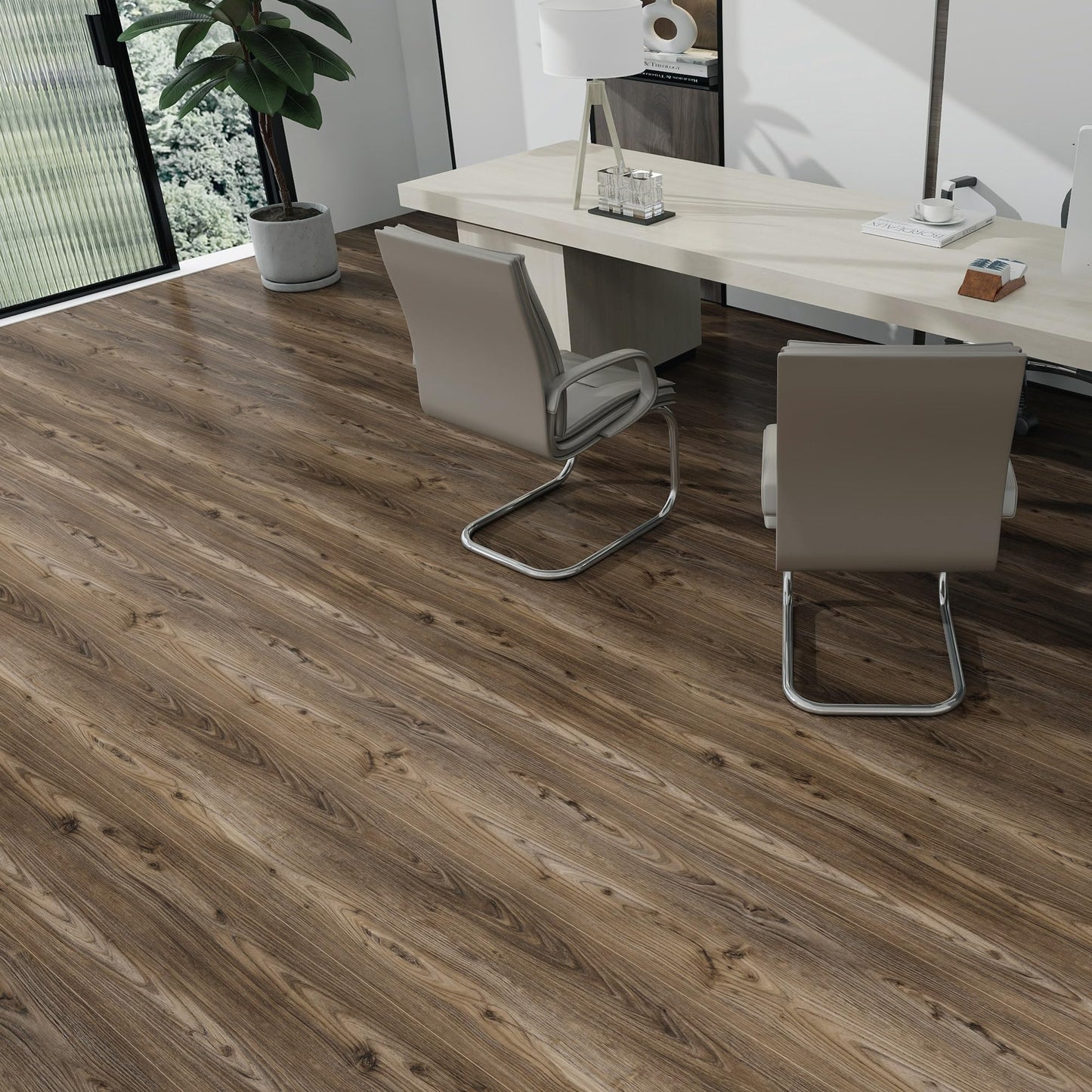 Lareko Wood Peel and Stick Vinyl Flooring Roll – 197" Length 12" Width Floor Tile - Dark Brown Self-Adhesive Sheet Flooring Waterproof, Wide Plank for,Bathroom,Bedroom, Kitchen (16 Sq.Ft