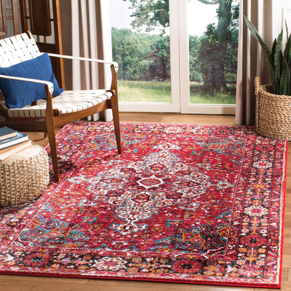 SAFAVIEH Vintage Hamadan Collection Area Rug - 5'3" x 7'6", Red & Multi, Oriental Traditional Persian Design, Non-Shedding & Easy Care, Ideal for High Traffic Areas in Living Room, Bedroom (VTH222A)