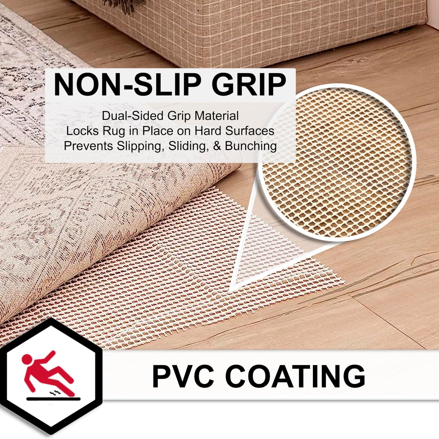 Mohawk Home 5' x 8' Non Slip Rug Gripper Utility Rug Pad Grips Keeps Area Rugs in Place - for Hard Floors
