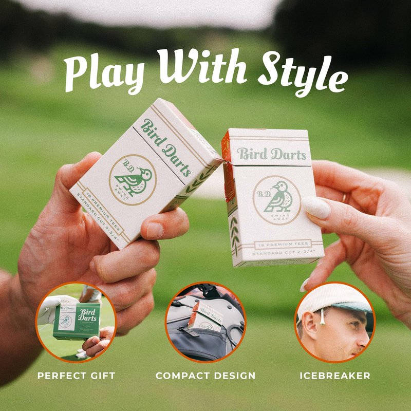 Bird Darts Premium Bamboo Wood Golf Tees, 18/72/180 Units (Packs of 18), 2 ¾ Golf Tees in Cigarette-Style Packaging, Durable, Biodegradable, Golf Tees Wood for Stylish Golfers (180 Units (Pack of 10))