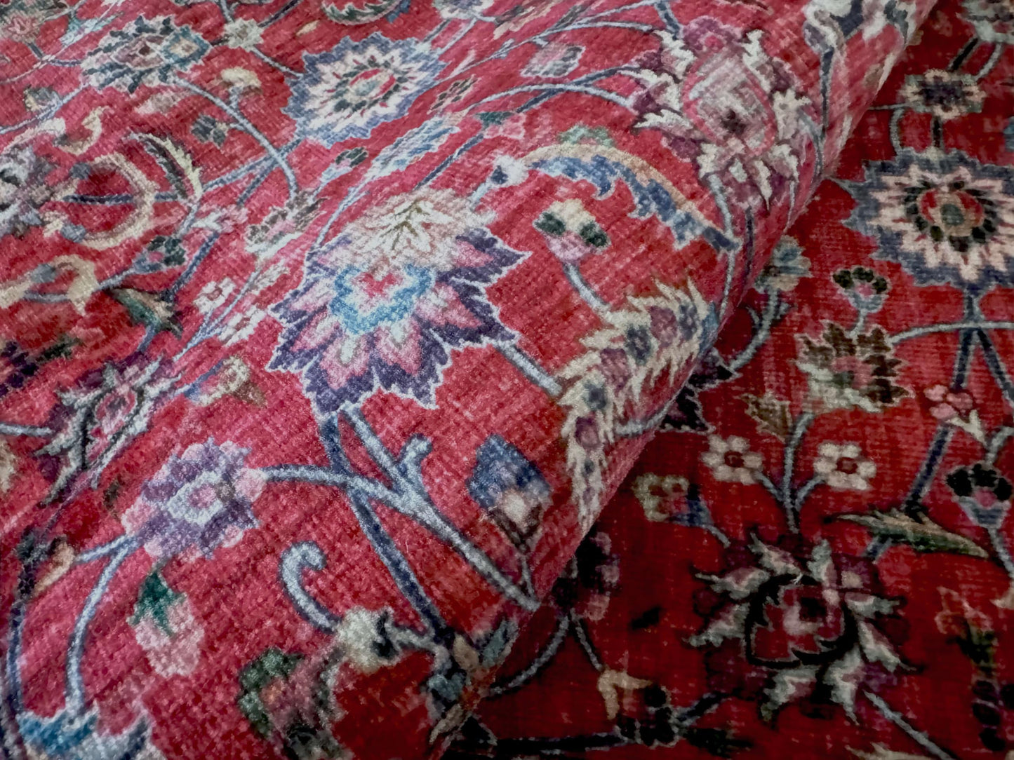 GLN Rugs Traditional - Yildiz - Machine Washable Area Rug, Vintage Washable, Non Slip, Low Pile Area Rug, Entryway, Hallway, Kitchen Rug - Easy Clean (3' x 5' Dark Red)