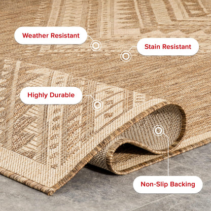 Nuloom Outdoor Performance Collection Landry Brown/Ivory, 4' x 6', Soft and Cozy, High Traffic, Stain Resistant, Easy Clean, Durable Area Rug for Indoor/Outdoor Patio, Deck, Porch, Garden, Courtyard